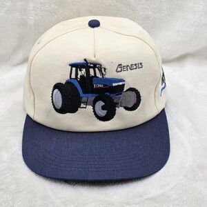 VINTAGE Ford New Holland Genesis Tractor Hat Cap Cream Snapback K-Products‎ 90s